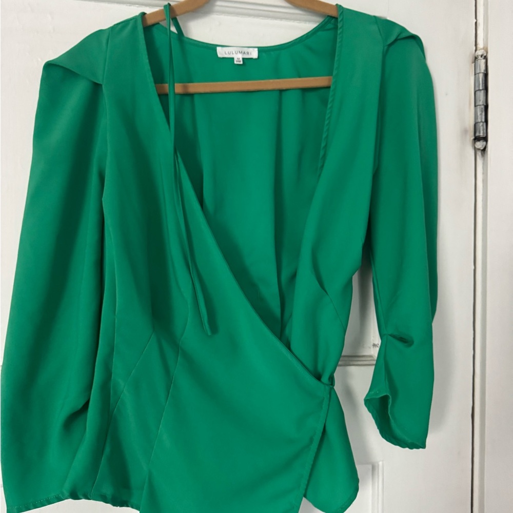 Lulumari Vibrant Green Wrap Blouse